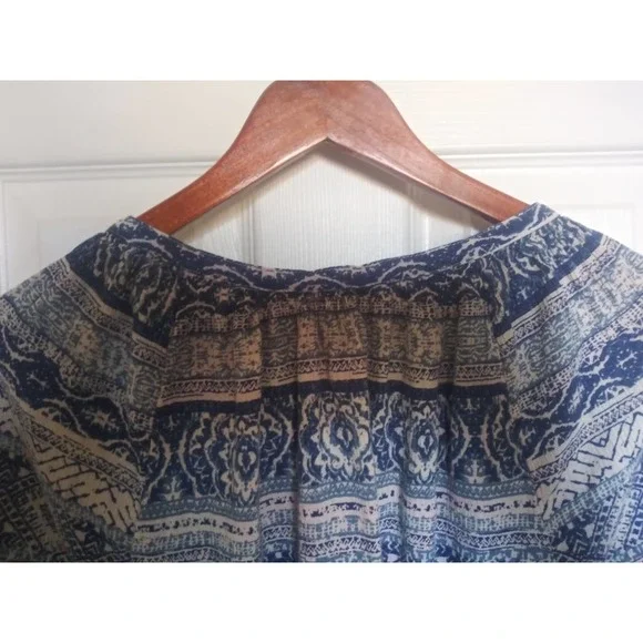Chaps Long Sleeve Blue Boho Relaxed Blouse - Women's Size L - Picture 6 of 15